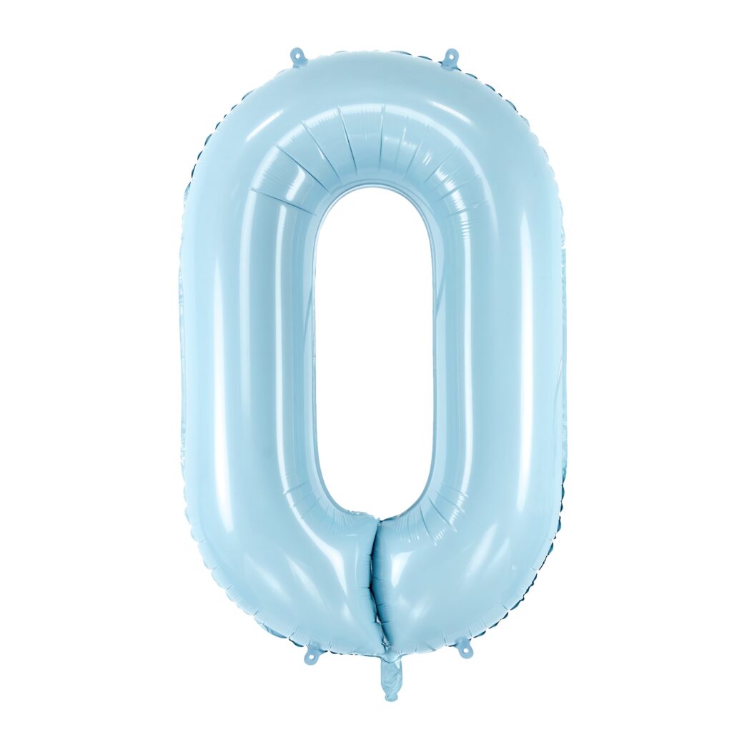 Pastel plavi veći balon broj 0