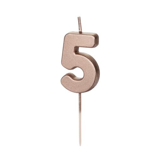 Rose gold svjećica broj 5