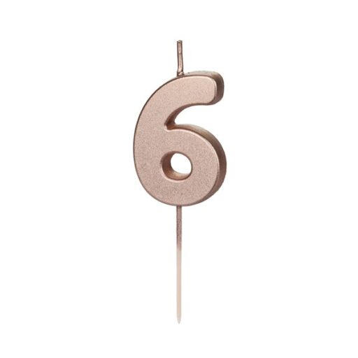 Rose gold svjećica broj 6