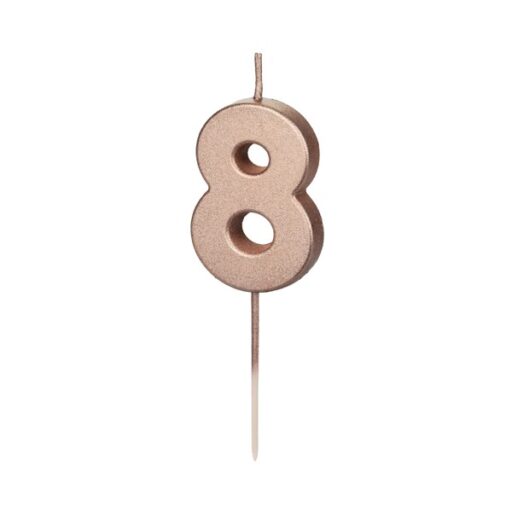 Rose gold svjećica broj 8