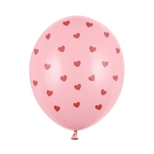 Svijetlorozi balon sa crvenim srcima