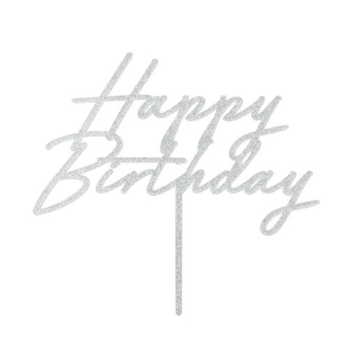 Srebrni gliter HBD toper za tortu